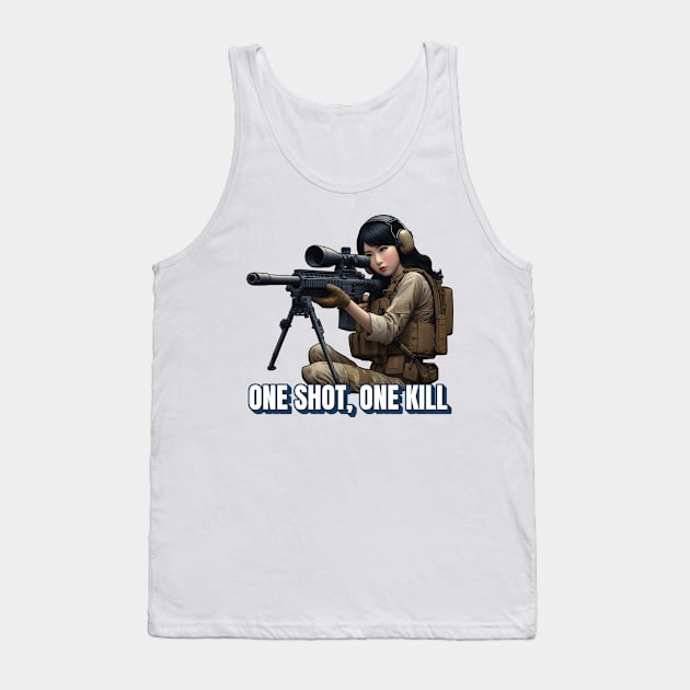 Sniper Girl Tank Top by Rawlifegraphic